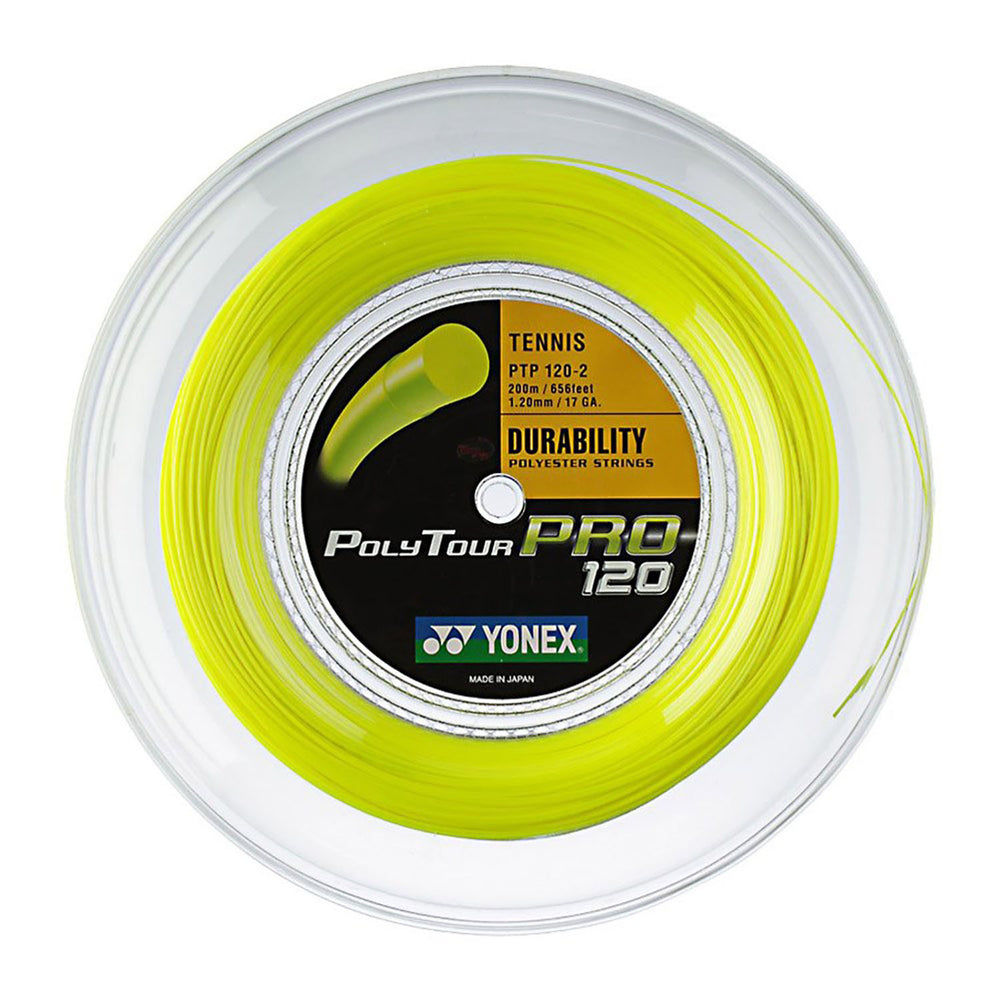 Yonex Polytour Pro 120 Tennis String – Flash Yellow | Durable Polyester String for Power & Spin | 1.20mm Gauge | 1 Single Set