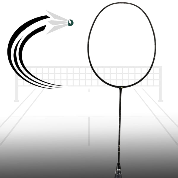 Li-Ning Xiphos X1 Unstrung Badminton Racquet, G5 – 87g Lightweight Graphite Racket, Black/Silver– For Professional Power and Control for Competitive Players