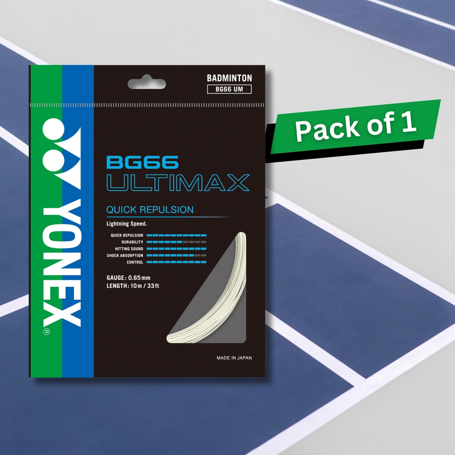 Yonex BG 66 Ultimax Badminton Strings, 0.65mm - Best Price online Prokicksports.com