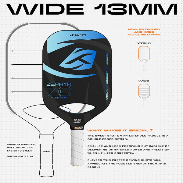 Hundred Zephyr 70 Wide Pickleball Paddle, 13mm Core (Power Play)