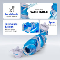Vector X 500ML Foldable Silicone Water Bottle | Leak-Proof Cap with Lobster Hook | Ultra-Lightweight & Compact Hydration Bottle - Best Price online Prokicksports.com