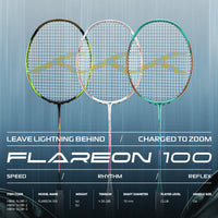 Hundred Flareon 100 Badminton Racket (Strung) | Carbon Fiber Frame | Speed Racket for Fast Swings with Full Cover | Max Tension 30 lbs - Best Price online Prokicksports.com