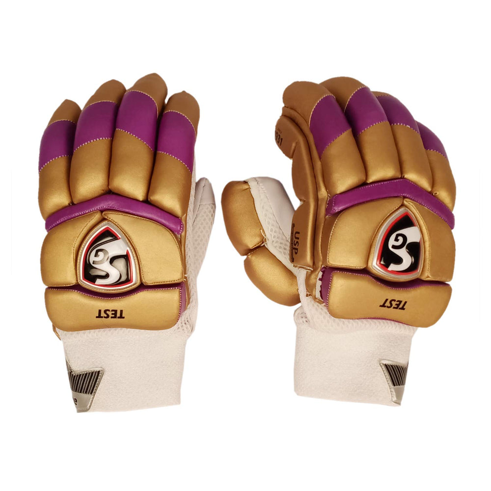 SG Test KKR RH Professional Cricket Batting Gloves, Gold/Purple