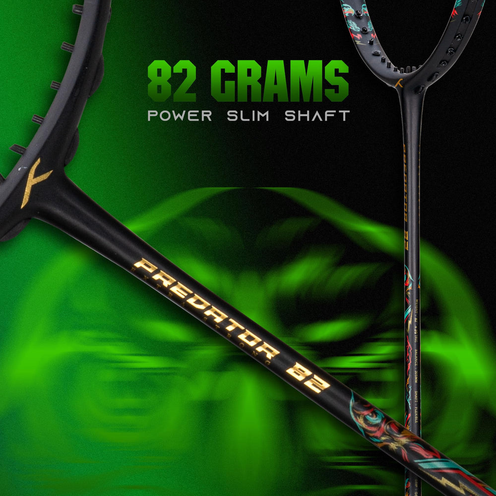 Hundred Predator Extra Strong Japan Made Graphite Unstrung Badminton Racket (38 lbs Max Tension) | Flexible Shaft Attacking Racquet with Full Cover - Best Price online Prokicksports.com