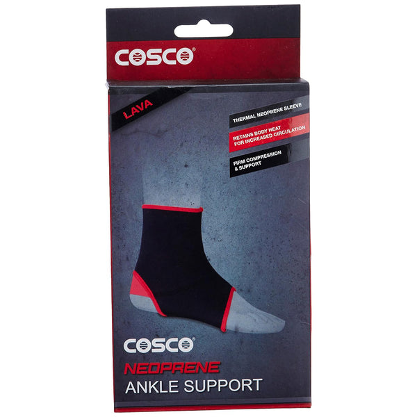 Cosco Lava 28076 Neoprene Ankle Support – Compression Brace for Sprains, Injury Recovery & Stability During Sports and Workouts