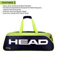 Head Inferno 70 Badminton Kitbag Green Black | Premium Racket Bag with Large Storage | Stylish & Durable Sports Kit Bag for Badminton Players - Best Price online Prokicksports.com