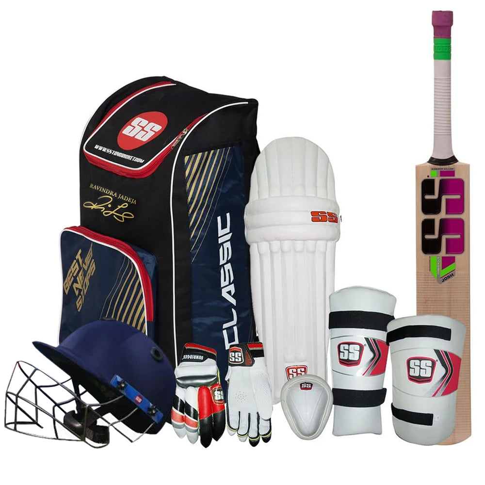 SS Ravindra Jadeja Kashmir Willow Full Cricket Kit With Helmet