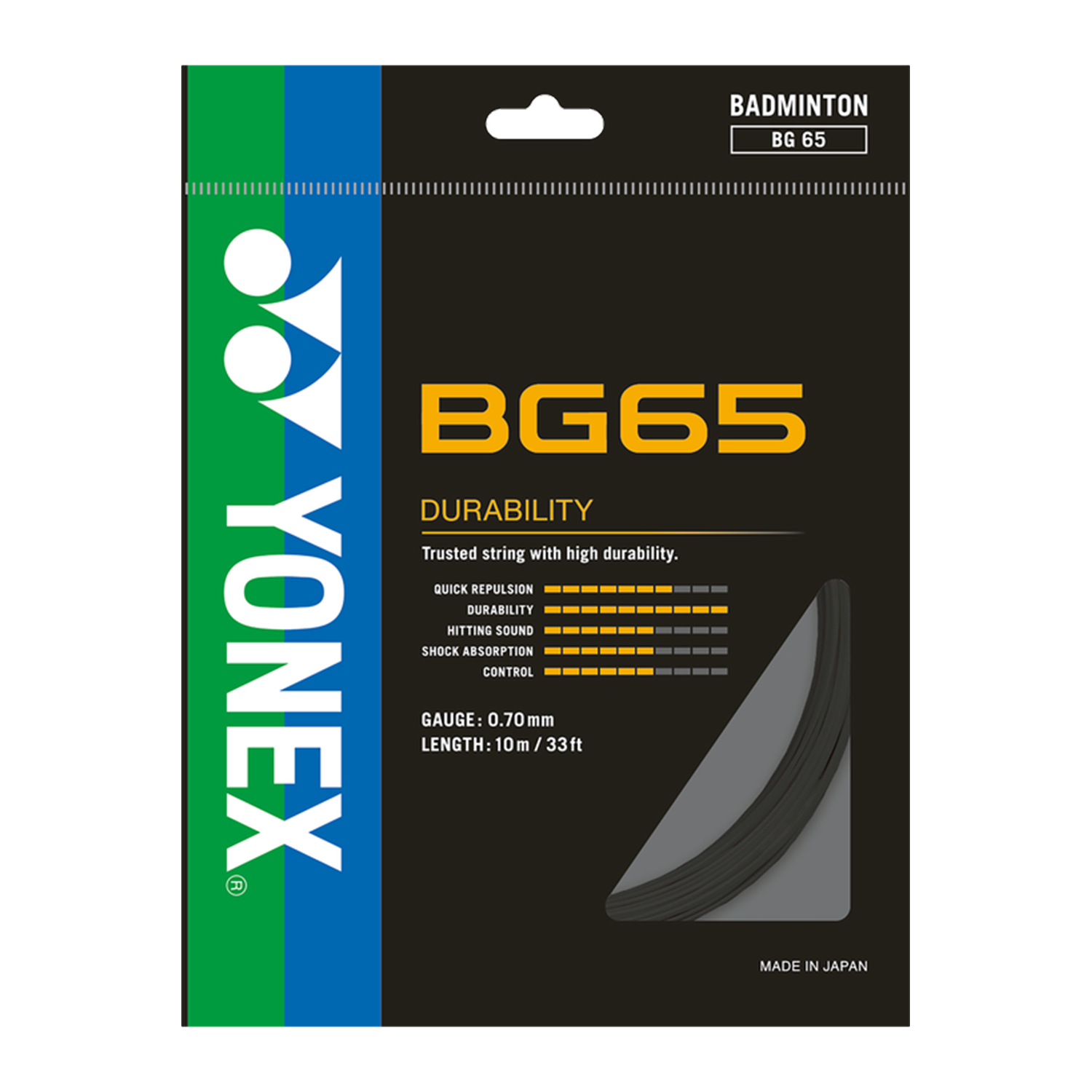 Yonex BG 65 Badminton Strings, 0.70mm - Pack of 10 Strings - Best Price online Prokicksports.com