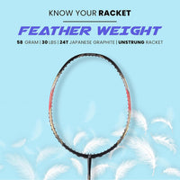 Apacs Feather Weight 55 Unstrung Badminton Racquet | Ultra-Light 58g Frame | High Modulus Graphite | Powerful Smash Control | Advanced Speed Racquet - Best Price online Prokicksports.com