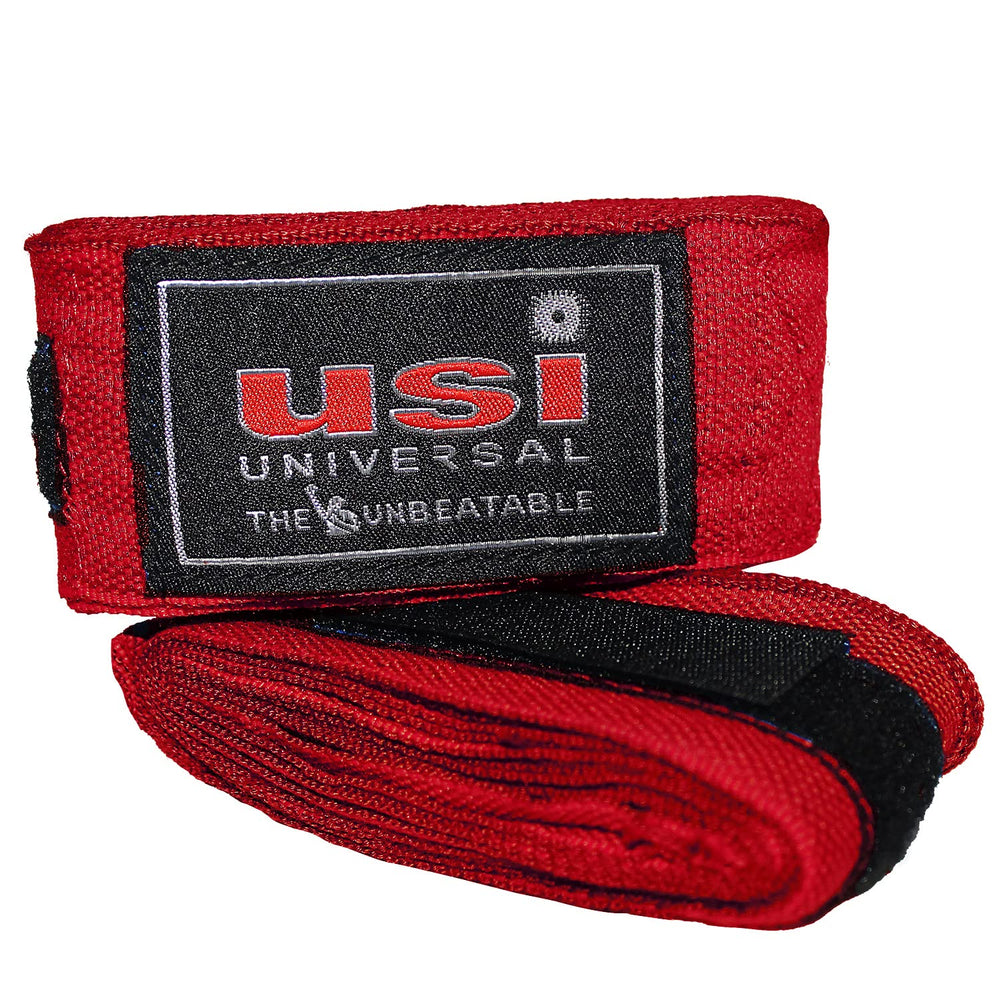 USI Universal Boxing Hand Wraps 4.55 Meters, Red – 1 Pair of Breathable, Stretchable Wraps for Wrist Support & Impact Protection in Training