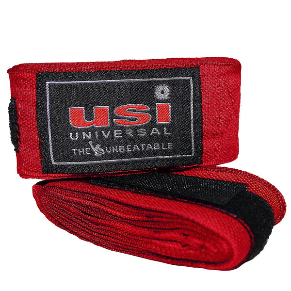 USI Universal Boxing Hand Wraps 4.55 Meters, Red – 1 Pair of Breathable, Stretchable Wraps for Wrist Support & Impact Protection in Training