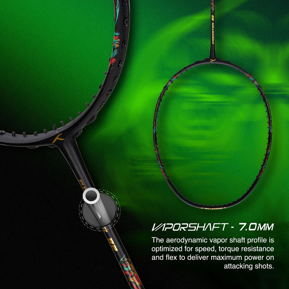 Hundred Predator Extra Strong Japan Made Graphite Unstrung Badminton Racket (38 lbs Max Tension) | Flexible Shaft Attacking Racquet with Full Cover - Best Price online Prokicksports.com