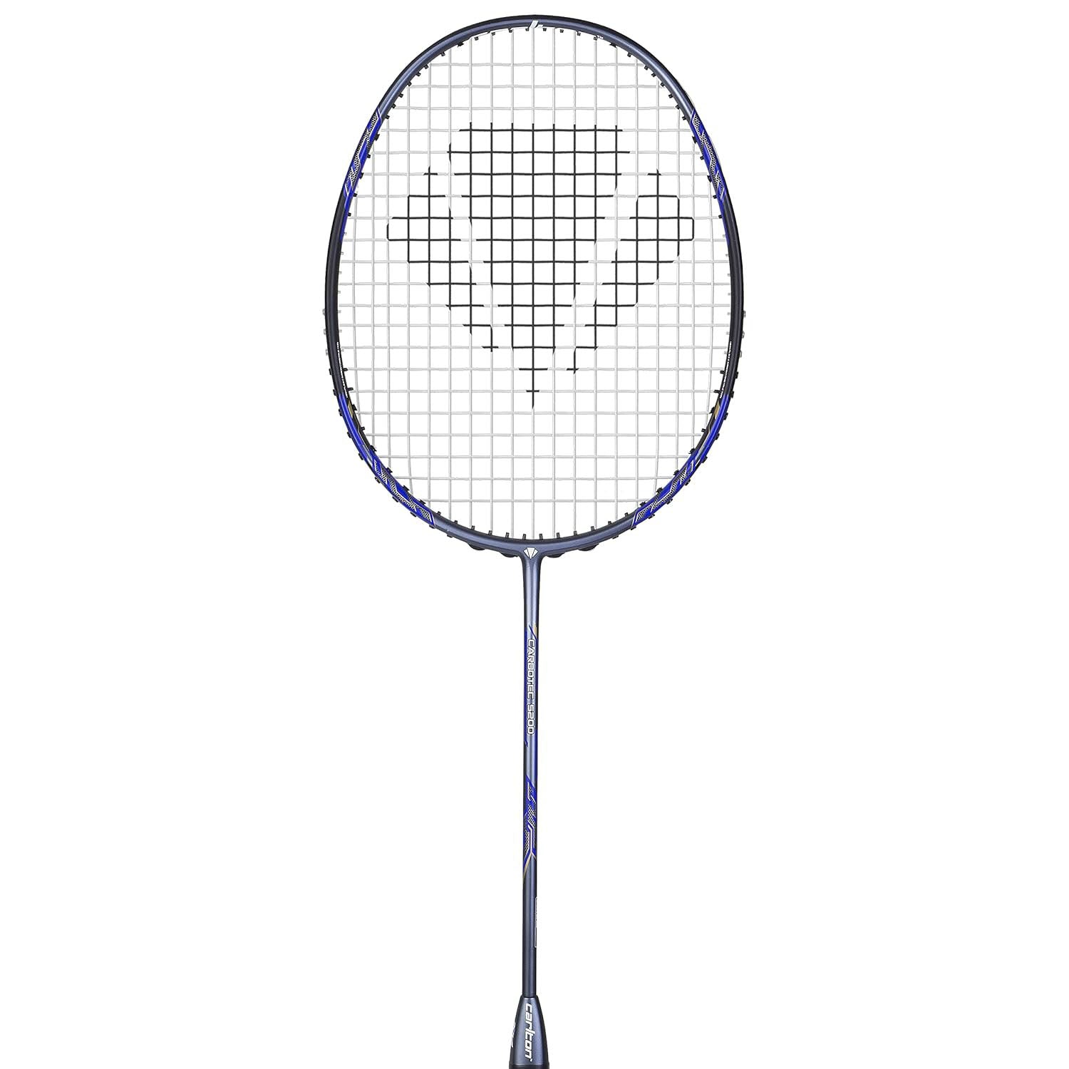 Carlton Carbotec 5200 Strung Badminton Racquet – High-Tension Carbon Frame Racket for Intermediate to Advanced Players | Black/Blue | Lightweight & Powerful - Best Price online Prokicksports.com