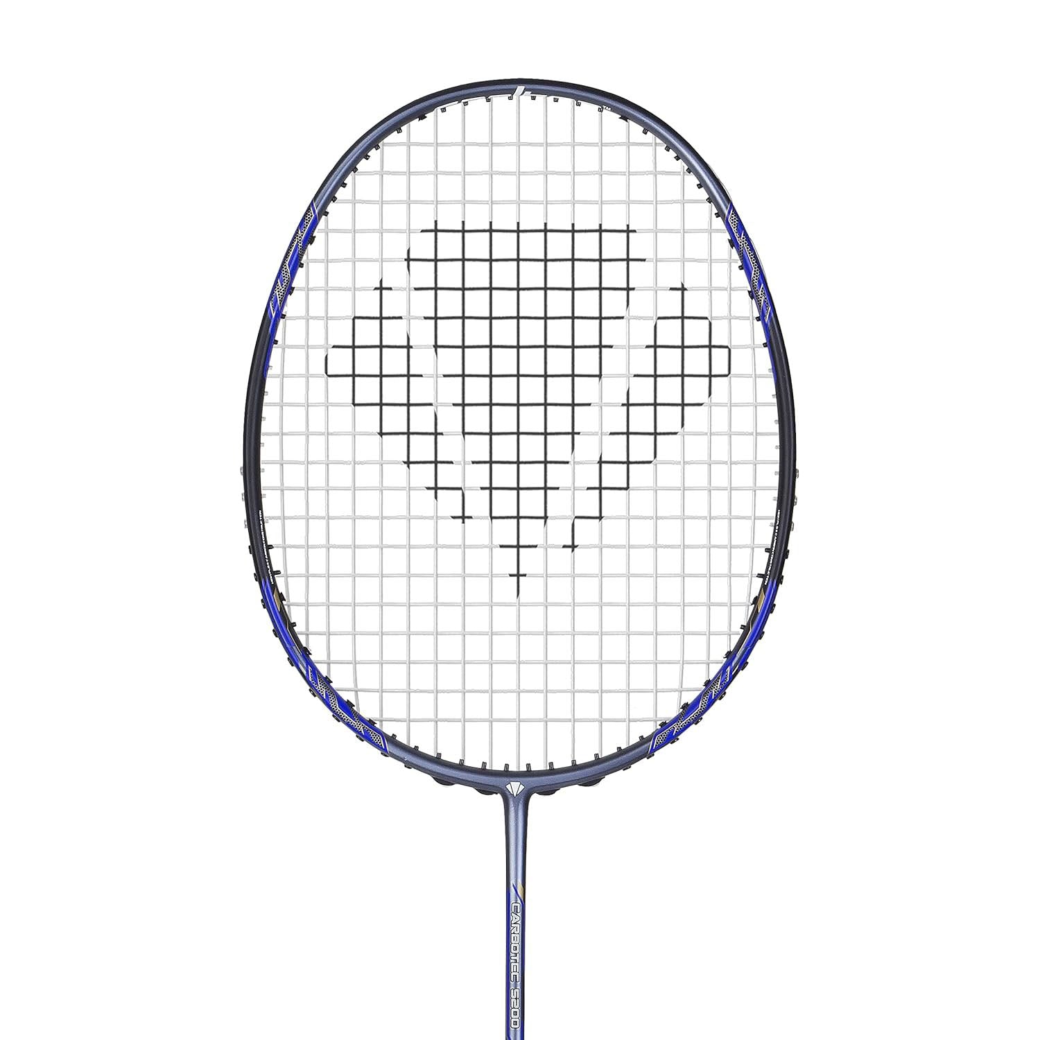 Carlton Carbotec 5200 Strung Badminton Racquet – High-Tension Carbon Frame Racket for Intermediate to Advanced Players | Black/Blue | Lightweight & Powerful - Best Price online Prokicksports.com