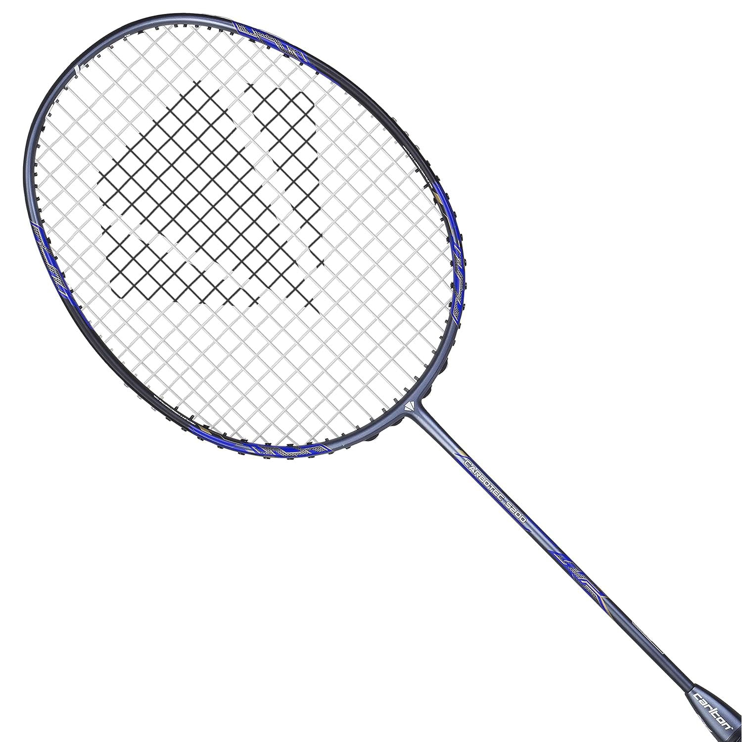 Carlton Carbotec 5200 Strung Badminton Racquet – High-Tension Carbon Frame Racket for Intermediate to Advanced Players | Black/Blue | Lightweight & Powerful - Best Price online Prokicksports.com