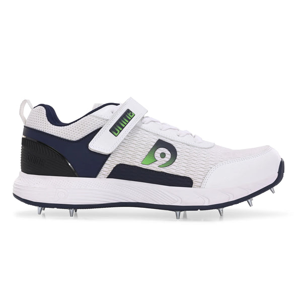 Dnine Warrior-2 Bowling Spikes Cricket Shoes  –Blue/White, Superior Traction & Comfort for Bowlers