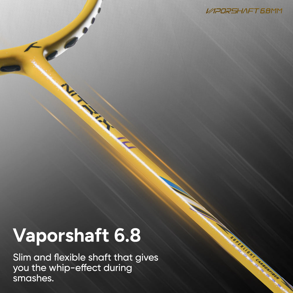 Hundred Nitrix 10 Badminton Racket (Strung) | Head-Heavy Carbon Fiber Attacking Racquet with Full Cover | Max Tension 30 lbs - Best Price online Prokicksports.com