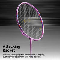 Hundred Nitrix 10 Badminton Racket (Strung) | Head-Heavy Carbon Fiber Attacking Racquet with Full Cover | Max Tension 30 lbs - Best Price online Prokicksports.com