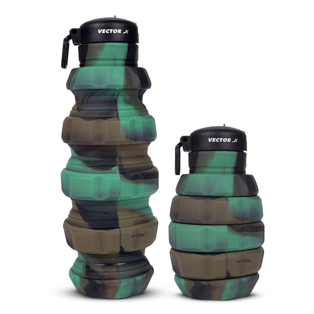 Vector X 500ML Foldable Silicone Water Bottle | Leak-Proof Cap with Lobster Hook | Ultra-Lightweight & Compact Hydration Bottle - Best Price online Prokicksports.com