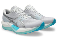 Asics Magic Speed 5 Unisex Running Shoes | White/Pure Silver, Carbon Plate, FF Leap & FF Blast Plus Cushioning, 7 mm Drop, 50 g Lighter, Engineered Mesh Upper, Speed & Race Day