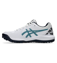 Asics Gel-Lethal Field 2 Men’s Cricket Shoes | White & Atlantis Blue, GEL Shock Absorption, Microfibre Leather Upper, Rubber Sole, Lightweight Comfort & Stability
