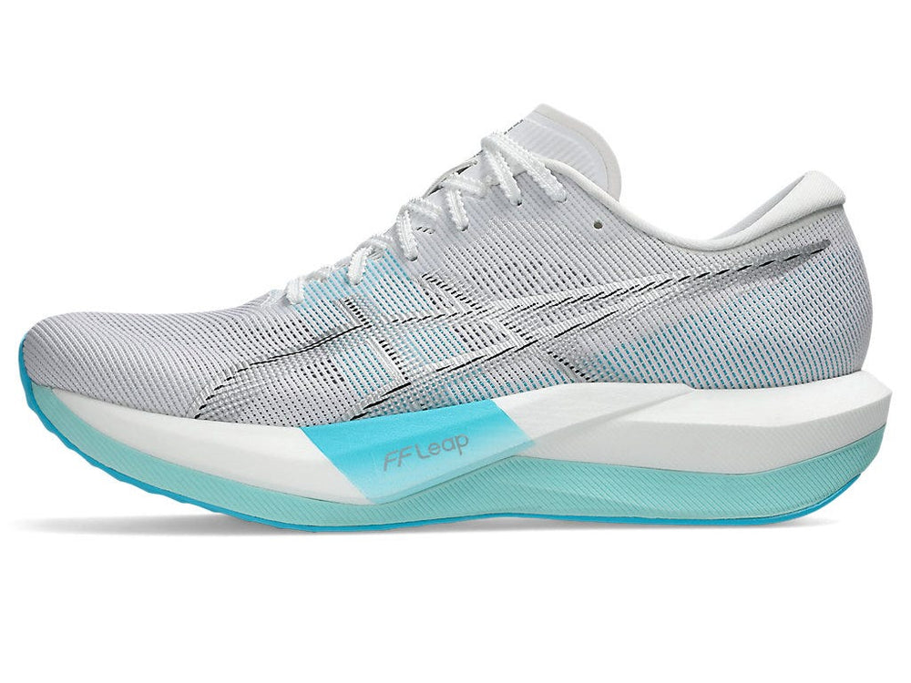 Asics Magic Speed 5 Unisex Running Shoes | White/Pure Silver, Carbon Plate, FF Leap & FF Blast Plus Cushioning, 7 mm Drop, 50 g Lighter, Engineered Mesh Upper, Speed & Race Day
