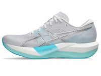 Asics Magic Speed 5 Unisex Running Shoes | White/Pure Silver, Carbon Plate, FF Leap & FF Blast Plus Cushioning, 7 mm Drop, 50 g Lighter, Engineered Mesh Upper, Speed & Race Day