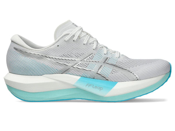 Asics Magic Speed 5 Unisex Running Shoes | White/Pure Silver, Carbon Plate, FF Leap & FF Blast Plus Cushioning, 7 mm Drop, 50 g Lighter, Engineered Mesh Upper, Speed & Race Day