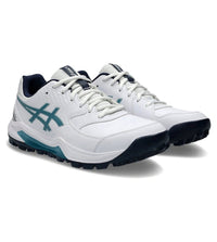 Asics Gel-Lethal Field 2 Men’s Cricket Shoes | White & Atlantis Blue, GEL Shock Absorption, Microfibre Leather Upper, Rubber Sole, Lightweight Comfort & Stability