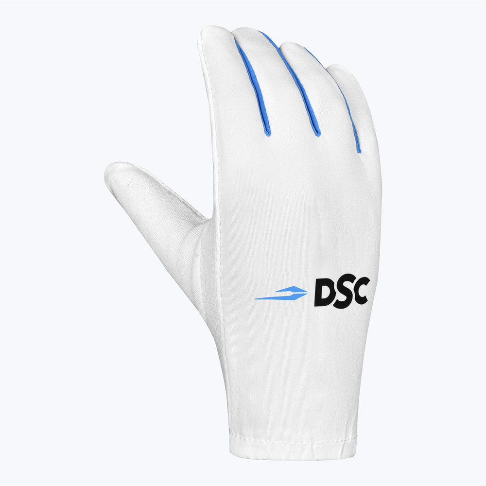 DSC Glider Batting Inner Gloves | Premium Cotton, Lycra Back & Fast Sweat Absorption | White/Blue