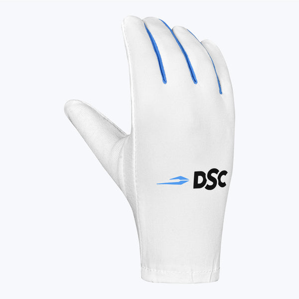 DSC Glider Batting Inner Gloves | Premium Cotton, Lycra Back & Fast Sweat Absorption | White/Blue