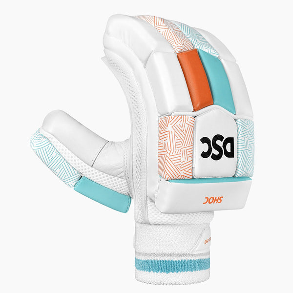 DSC Shoc Cricket Batting Gloves | Sheep Leather Palm, Multi-Flex Pre-Curved Design & Fibre Protection | Left Hand