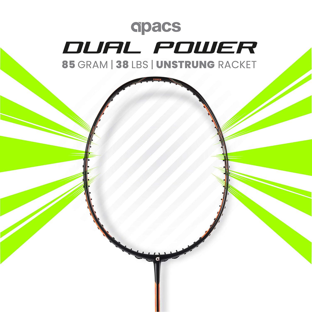 Apacs Dual Power Speed Badminton Racquet – Unstrung, Lightweight Graphite Frame, High Tension Support, Power & Speed Balance, With Cover Included - Best Price online Prokicksports.com