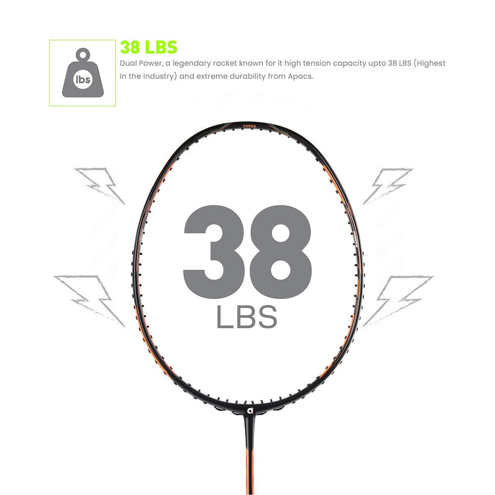 Apacs Dual Power Speed Badminton Racquet – Unstrung, Lightweight Graphite Frame, High Tension Support, Power & Speed Balance, With Cover Included - Best Price online Prokicksports.com