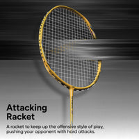 Hundred Nitrix 10 Badminton Racket (Strung) | Head-Heavy Carbon Fiber Attacking Racquet with Full Cover | Max Tension 30 lbs - Best Price online Prokicksports.com
