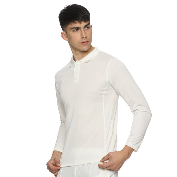Prokick Elite Full Sleeves Cricket T-Shirt, Off White
