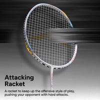 Hundred Nitrix 10 Badminton Racket (Strung) | Head-Heavy Carbon Fiber Attacking Racquet with Full Cover | Max Tension 30 lbs
