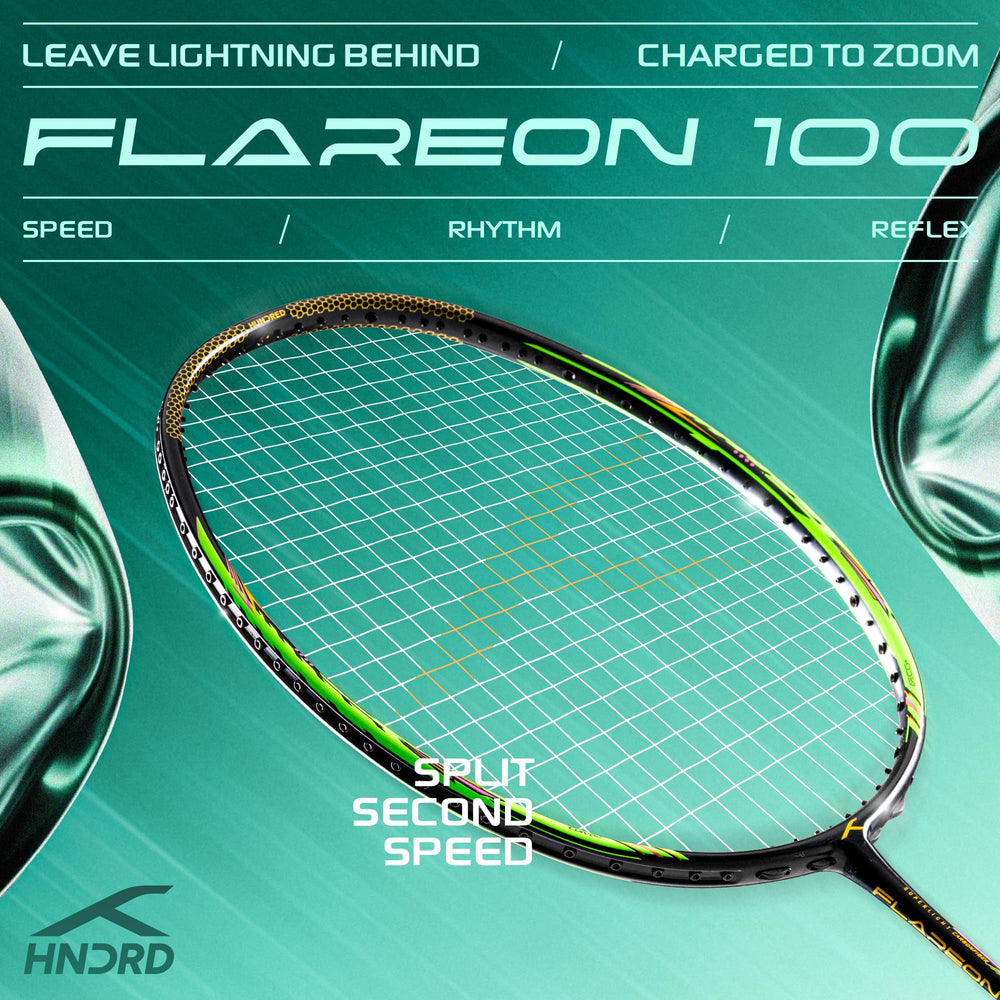 Hundred Flareon 100 Badminton Racket (Strung) | Carbon Fiber Frame | Speed Racket for Fast Swings with Full Cover | Max Tension 30 lbs - Best Price online Prokicksports.com