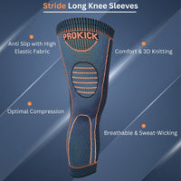 Prokick Stride Long Compression Knee Sleeves, Single Piece - Best Price online Prokicksports.com