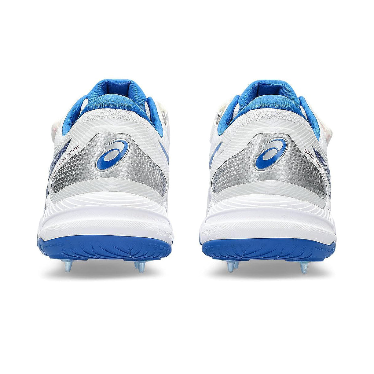 Asics Speed Menace FF Metal Spikes Cricket Shoes - White/Tuna Blue - Best Price online Prokicksports.com