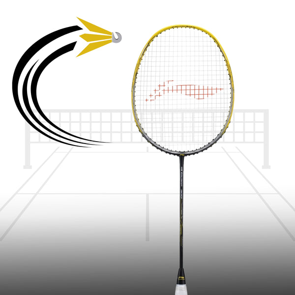 Li-Ning 3D Calibar 300 Badminton Racquet (G6) | 83g Ultra-Light Frame | Unstrung | Yellow/Grey | High Modulus Carbon Fiber | Power & Control Performance