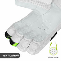 DSC Fury Right-Hand Men’s Batting Gloves, White/Black/Lime – Premium Leather Protection, Superior Grip & Comfort - Best Price online Prokicksports.com
