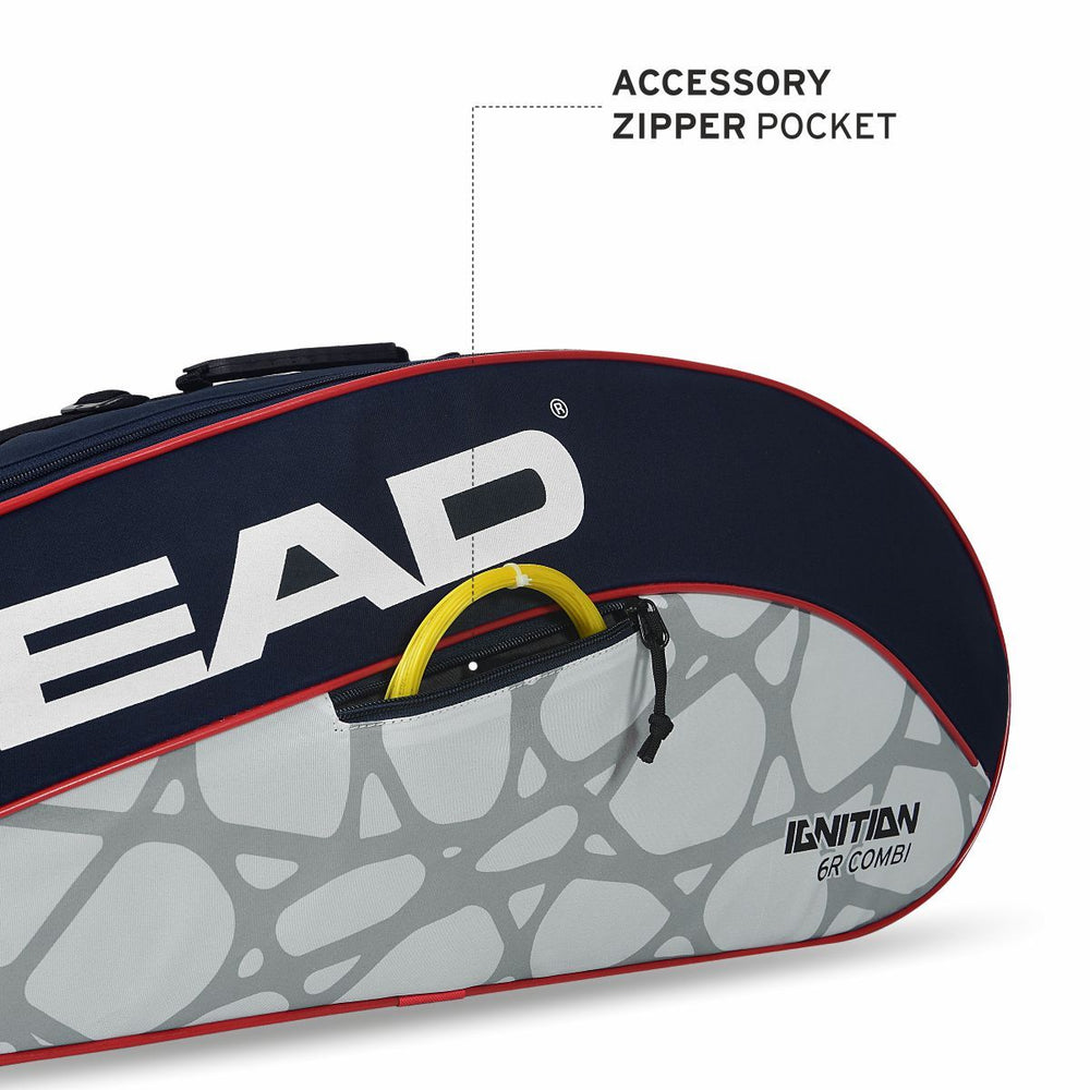 Head Ignition 6R Combi Badminton Kitbag Navy Grey | Durable Racket Bag with 6 Racket Capacity | Spacious Sports Kit Bag for Players & Professionals - Best Price online Prokicksports.com