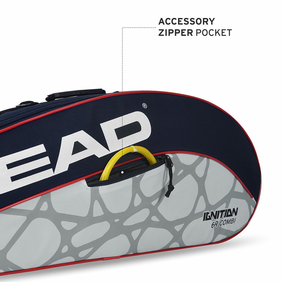 Head Ignition 6R Combi Badminton Kitbag Navy Grey | Durable Racket Bag with 6 Racket Capacity | Spacious Sports Kit Bag for Players & Professionals - Best Price online Prokicksports.com