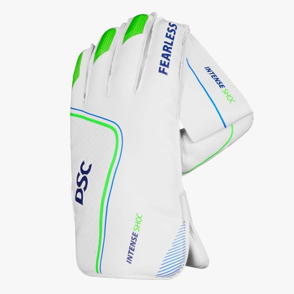 DSC Intense Shoc Wicket Keeping Gloves - Youth | Ribbed Rubber Palm, PVC Cuffs & Cotton Lining