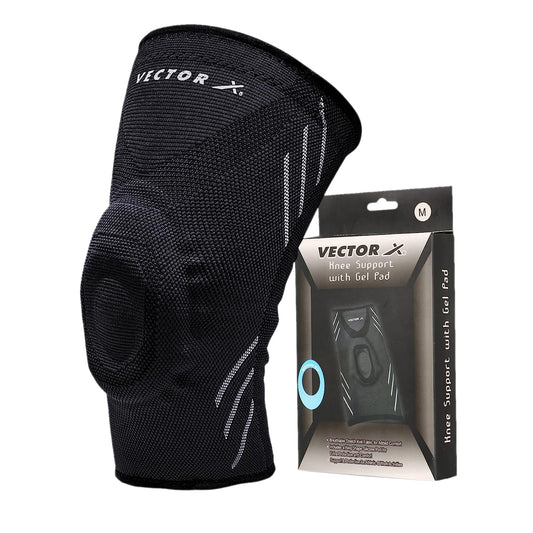 Vector X Knee Support With Gel Pad, Black - Best Price online Prokicksports.com