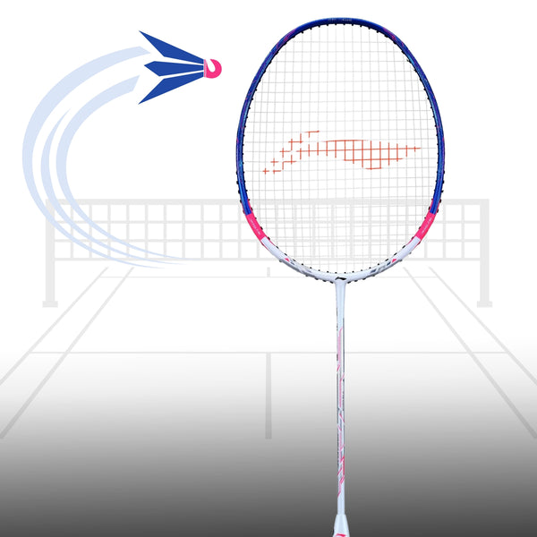 Li-Ning Tectonic 7I Full-Carbon Fiber Badminton Racket, Unstrung (White/Blue/Pink)