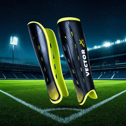 Vector X Classic Hockey Shin Guard (Black/Neon Green) | Field Hockey Leg & Ankle Guards for Junior & Senior Players