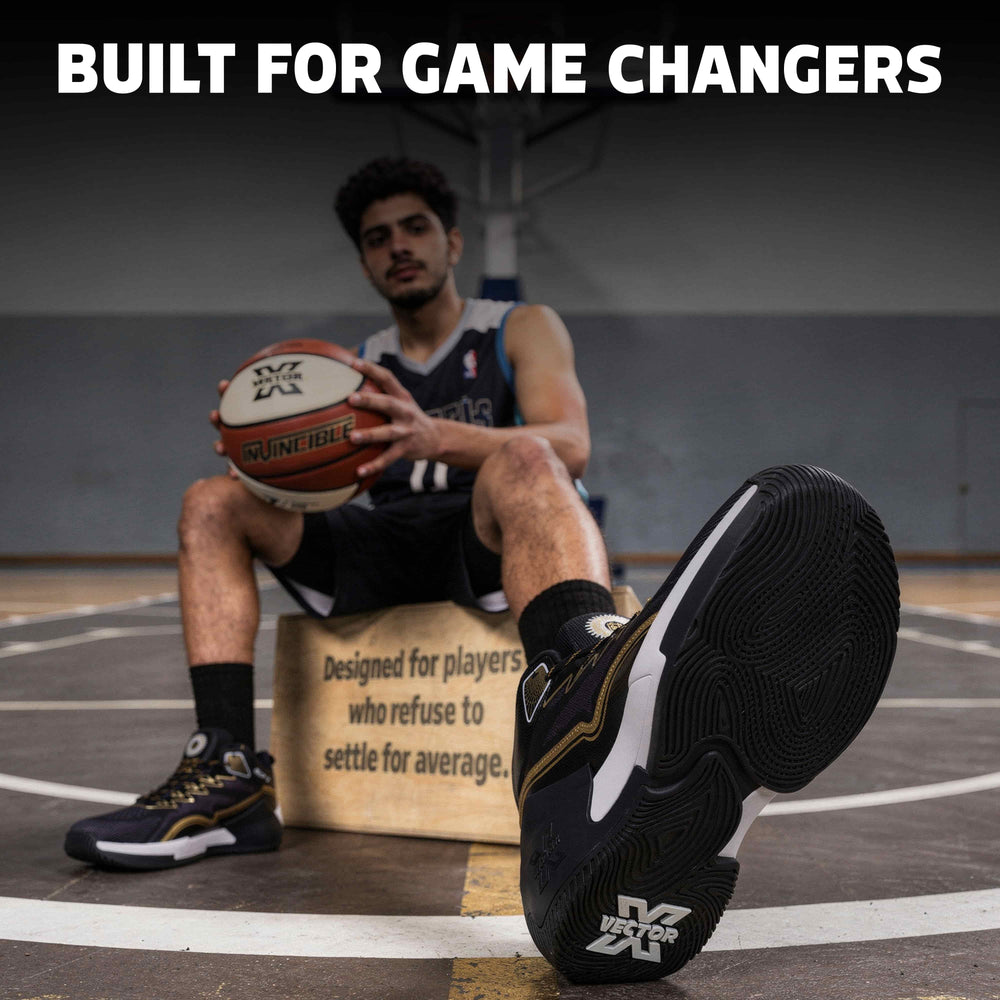 Vector X Grip X Basketball Shoes | High-Top Basketball Shoes with EVA Cushioning, Anti-Slip Rubber Outsole & Breathable Mesh Upper - Best Price online Prokicksports.com