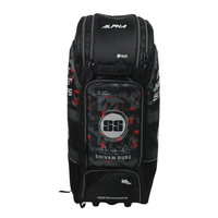 SS Alfa Cricket Kit Bag - Black | Wheelie Bag with 2 Bat Compartments